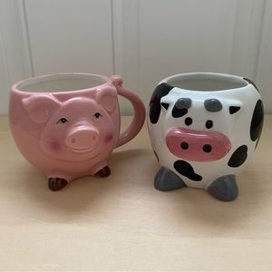 Farm Animal Cow and Pig Mug Cup Lot of  2.